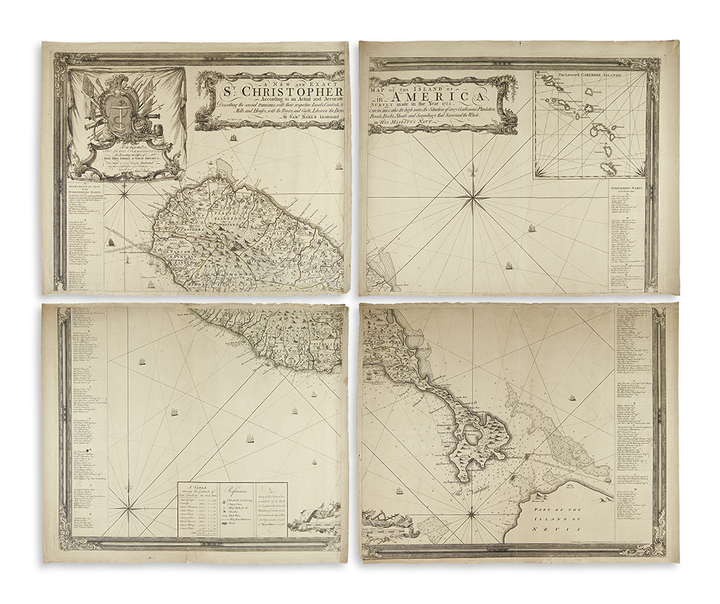 BAKER, SAMUEL. A New and Exact Map of the Island of St. Christopher in America, According to an Actual and Accurate Survey